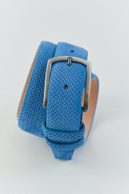 Pasek Skórzany Nubuk Błękitny Paulo