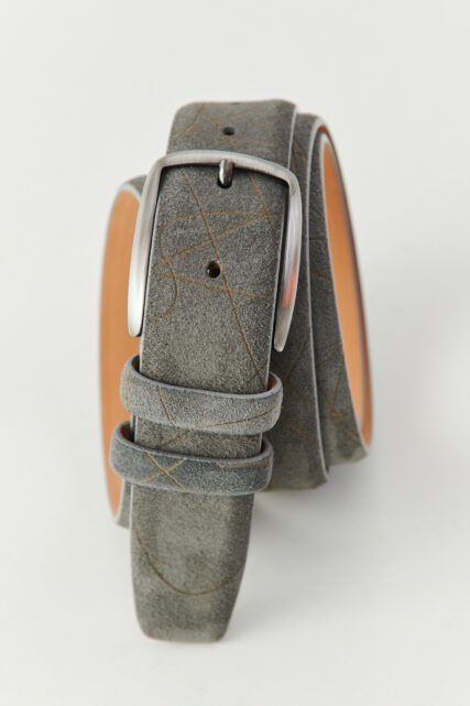 Pasek Zamszowy Szary ze Wzorem Paulo
