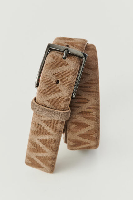 Pasek Zamszowy Wzorzysty Brązowy Paulo