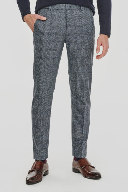 Spodnie Garniturowe Ray Niebieskie w Kratę Pierre Cardin