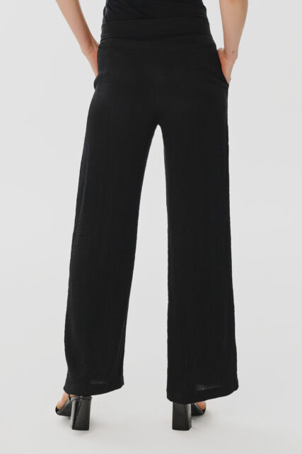 Spodnie damskie z Teksturowanej Tkaniny Czarne Cinque