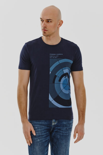 T-shirt męski Granatowy z Logo Pierre Cardin