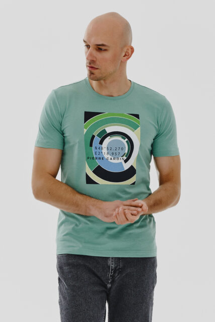 T-shirt męski Zielony z Logo Pierre Cardin