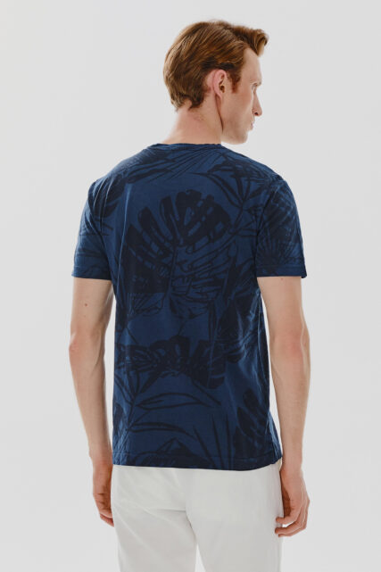 T-shirt męski Granatowy z Nadrukiem Pierre Cardin