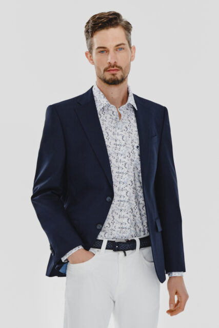 Marynarka męska Grant Granatowa Mikrowzór Pierre Cardin