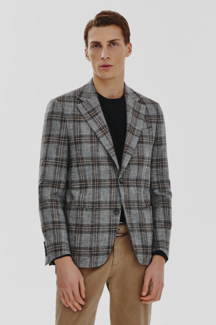 Marynarka Szaro-Brązowa Krata Paulo