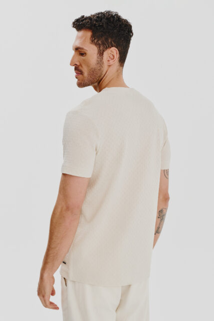 T-shirt ze Strukturą Brandon Beżowy JOOP