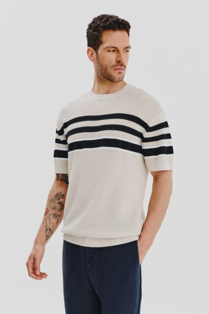 Dzianinowy T-shirt Ander w Paski Strellson