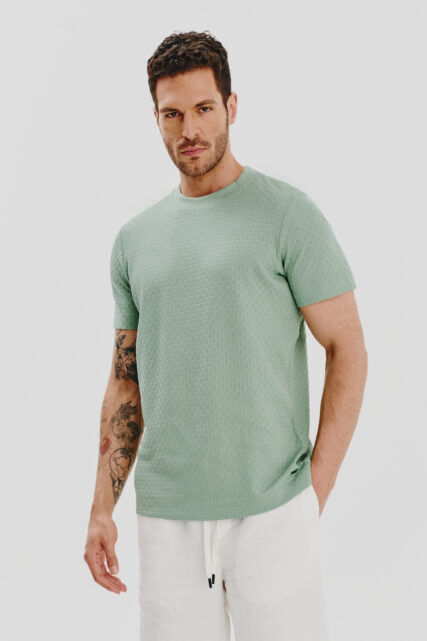 T-shirt ze Strukturą Brandon Zielony JOOP