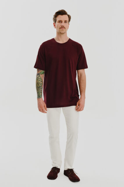 T-shirt Bawełniany Bordowy Digel