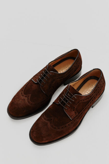 Buty Męskie Longwing Brogsy z Welurowej Skóry Paulo