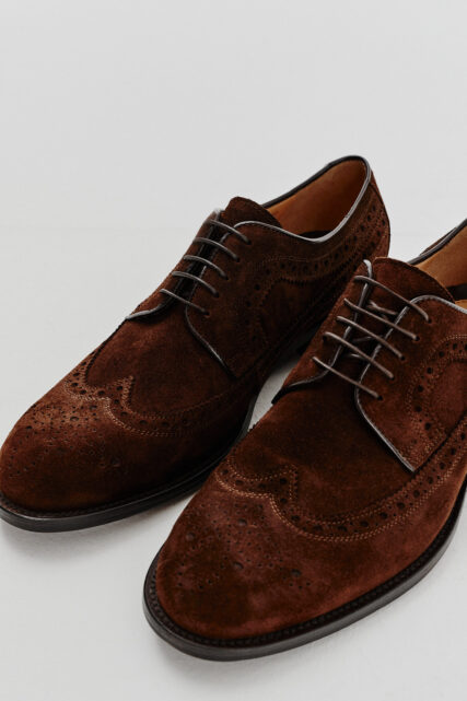 Buty Męskie Longwing Brogsy z Welurowej Skóry Paulo