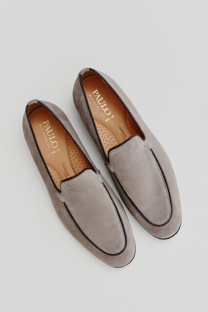 Buty Męskie Loafersy Welurowe Szare Paulo