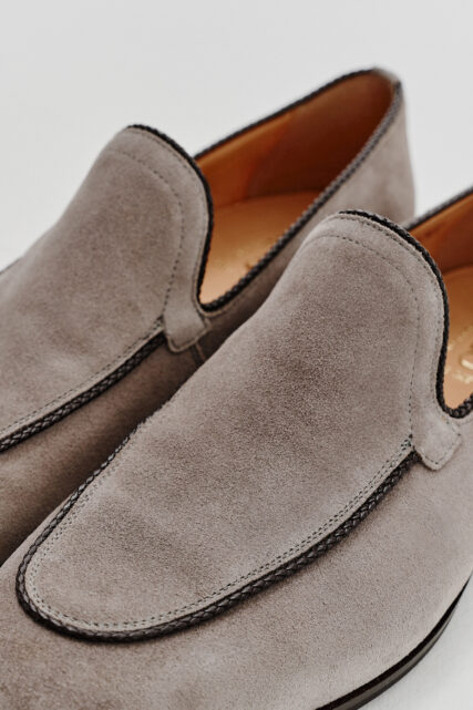 Buty Męskie Loafersy Welurowe Szare Paulo