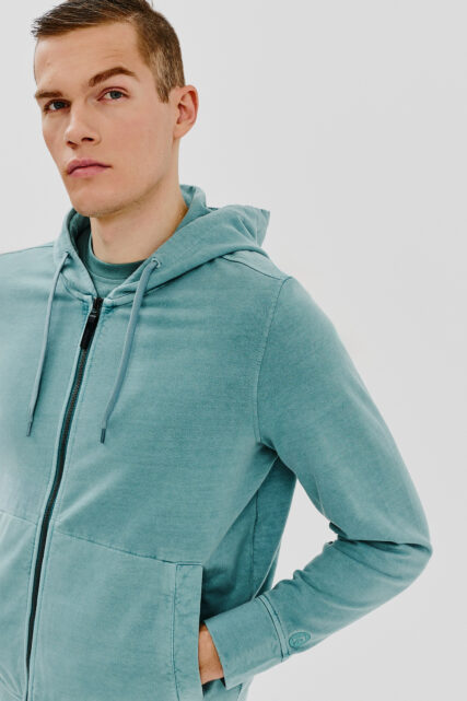Bluza Miętowa Rozpinana z Kapturem Pierre Cardin