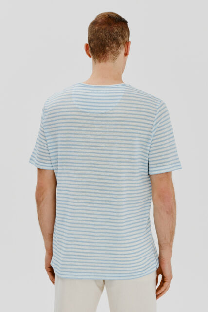 T-shirt Tomaso Lniany w Paski Baldessarini