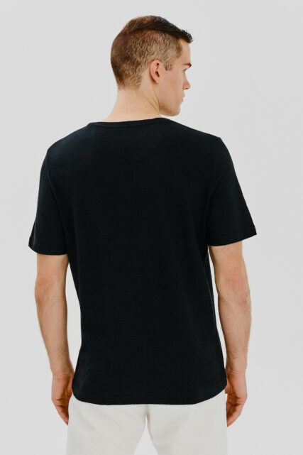 T-shirt z Lnem Tarini Czarny Baldessarini