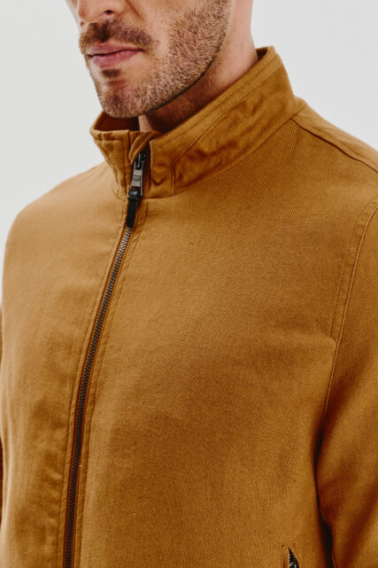 Kurtka Typu Bomber z Lnem Kamelowa Pierre Cardin