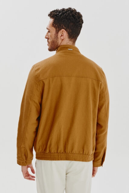 Kurtka Typu Bomber z Lnem Kamelowa Pierre Cardin
