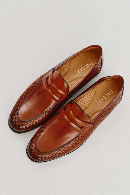 Buty Loafersy z Ręcznie Plecionej Skóry Brązowe Paulo