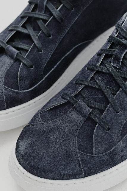 Sneakersy Męskie ze Skóry Welurowej Granatowe Paulo