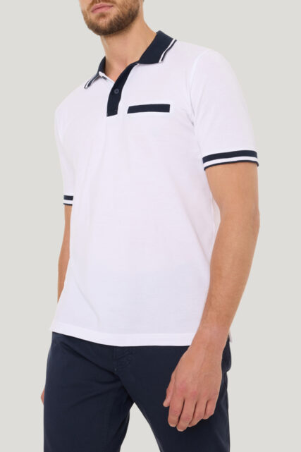 Biała Koszulka Polo z Kieszonką Pierre Cardin