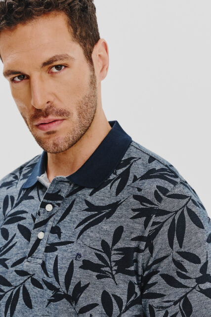 Koszulka Polo z Roślinnym Wzorem Pierre Cardin