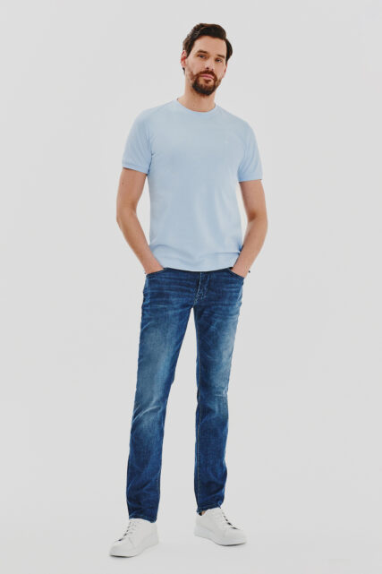 Błękitny T-shirt o Wzorze Pique Pierre Cardin