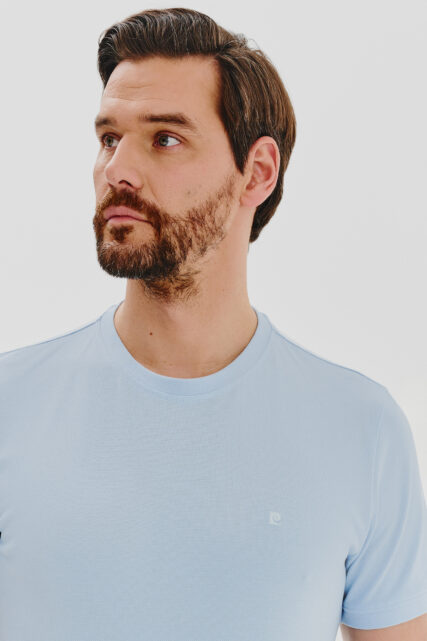 Błękitny T-shirt o Wzorze Pique Pierre Cardin