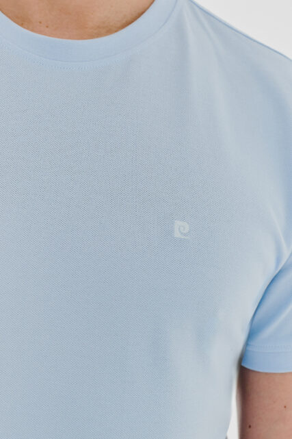 Błękitny T-shirt o Wzorze Pique Pierre Cardin