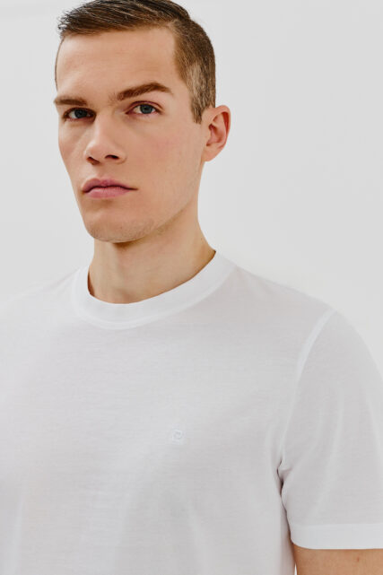 T-shirt Biały Gładki Pierre Cardin