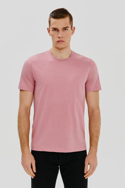 T-shirt Różowy Gładki Pierre Cardin