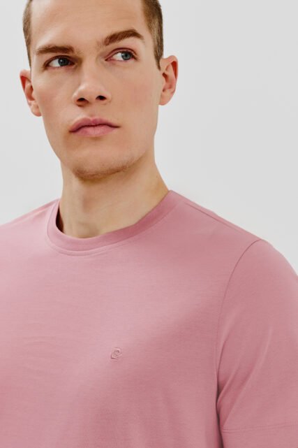 T-shirt Różowy Gładki Pierre Cardin