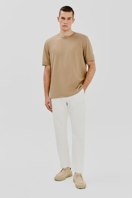 T-shirt Bawełniany Beżowy Pierre Cardin