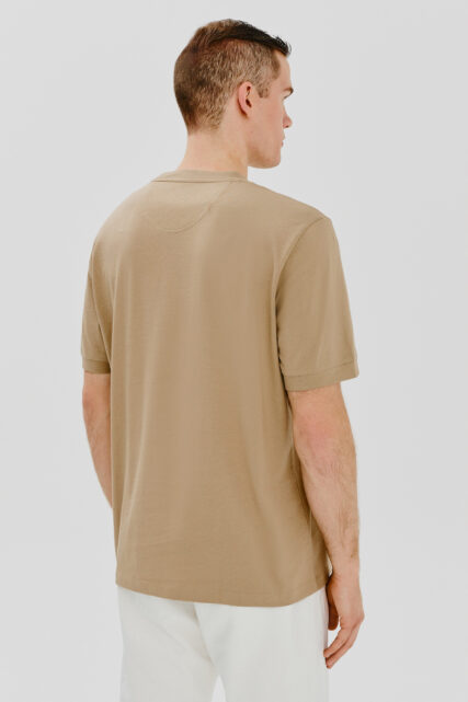 T-shirt Bawełniany Beżowy Pierre Cardin