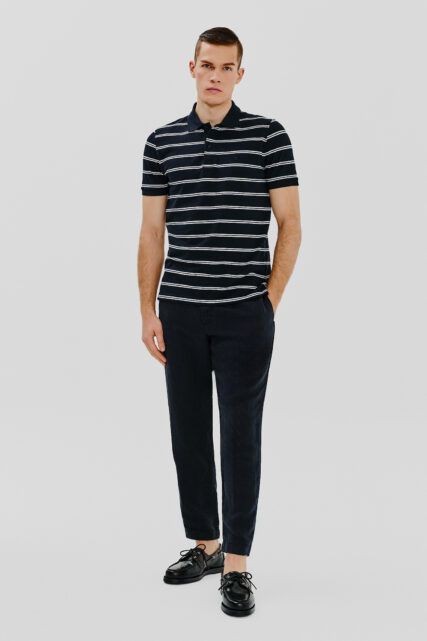 Koszulka Polo Granatowa w Paski Pierre Cardin