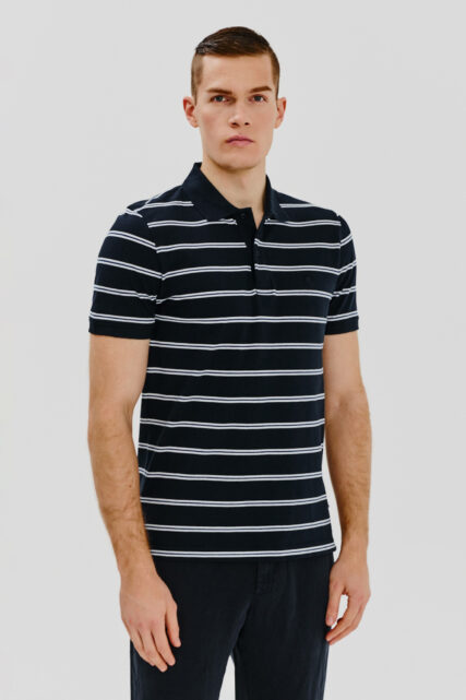 Koszulka Polo Granatowa w Paski Pierre Cardin
