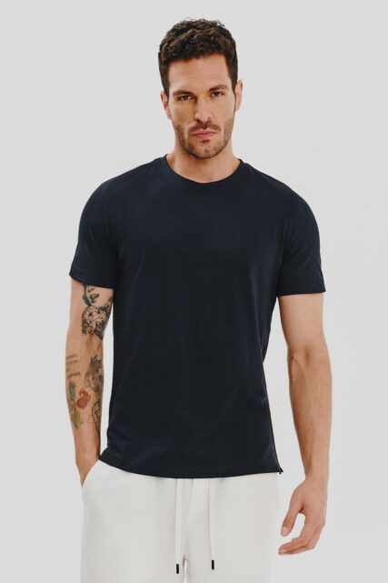 T-shirt Gładki Granatowy Pierre Cardin