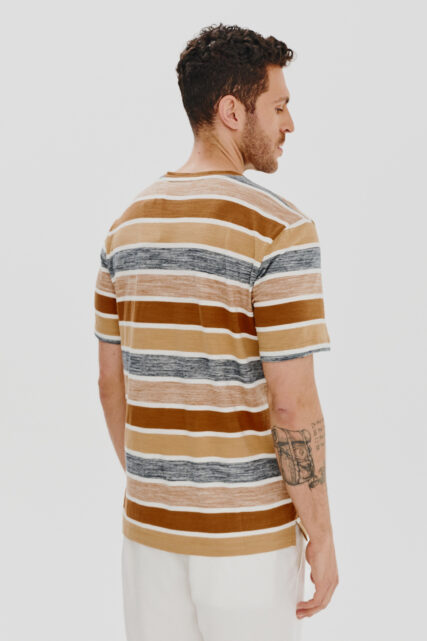 T-shirt Brązowy w Paski Pierre Cardin