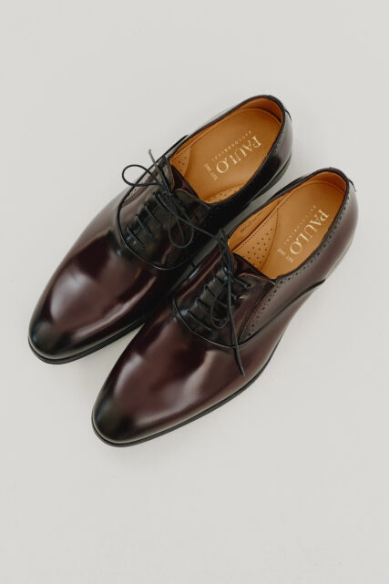 Buty Męskie Oxford Bordo Błyszczące Paulo