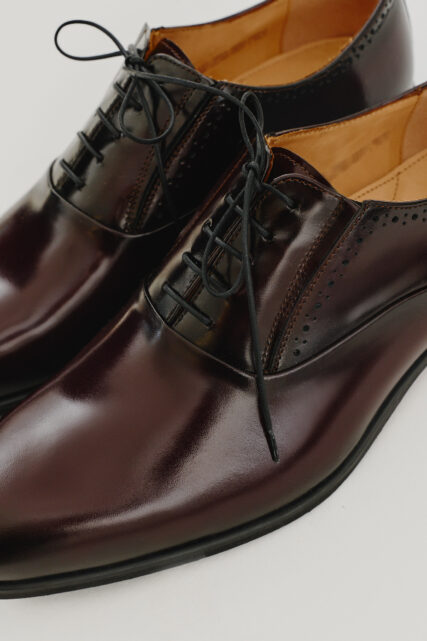 Buty Męskie Oxford Bordo Błyszczące Paulo