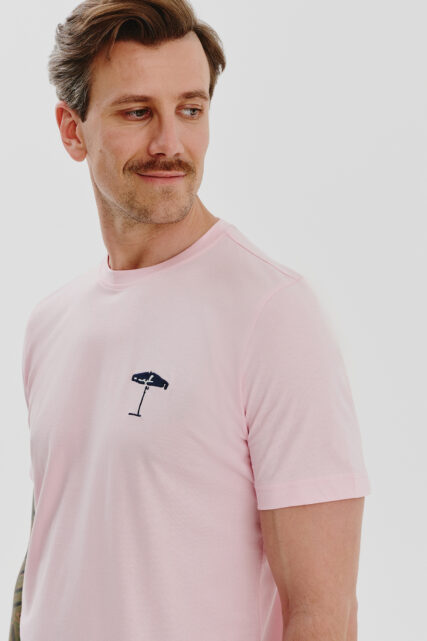T-shirt Bawełniany Różowy z Nadrukiem Pierre Cardin