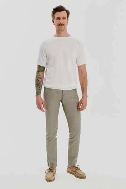 Spodnie Chino Colmar Zielone z Lnem Pierre Cardin