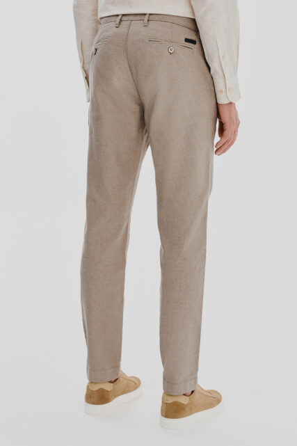 Spodnie Lyon Chino Beżowe w Mikrowzór Pierre Cardin