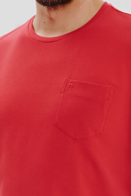 T-shirt Czerwony z Kieszonką Pierre Cardin