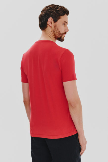 T-shirt Czerwony z Kieszonką Pierre Cardin