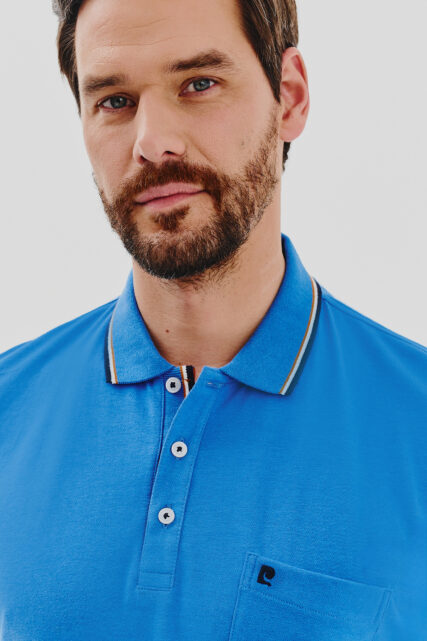 Koszulka Polo z Jerseyu Niebieska Pierre Cardin