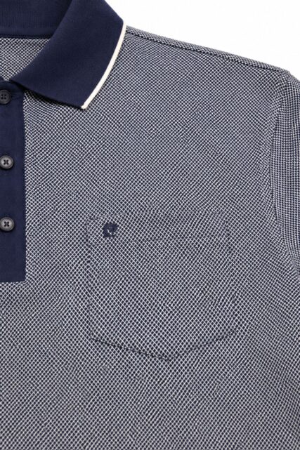 Granatowo-Białe Polo z Kieszonką Pierre Cardin