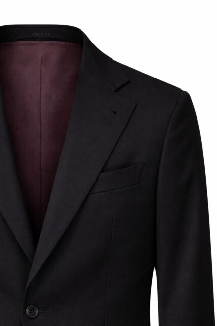 Czarna Marynarka Garniturowa z Wełny Jagnięcej Paulo