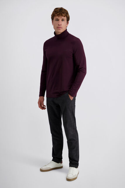 T-shirt Longsleeve z Golfem Bordowy Pierre Cardin